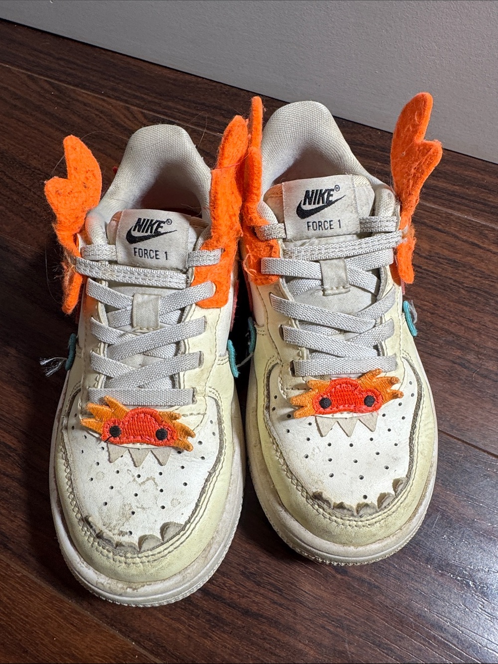 Nike Kids Force 1 Sneakers with Bright Orange Accents